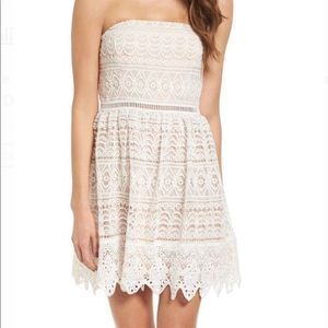 Socialite, cream lace strapless dress, womens size small